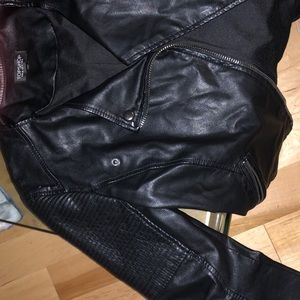 Black faux leather biker jacket from Topshop